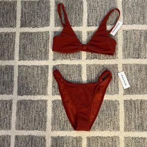 NWT PacSun Eco Red Hailey Knotted High Cut Bikini